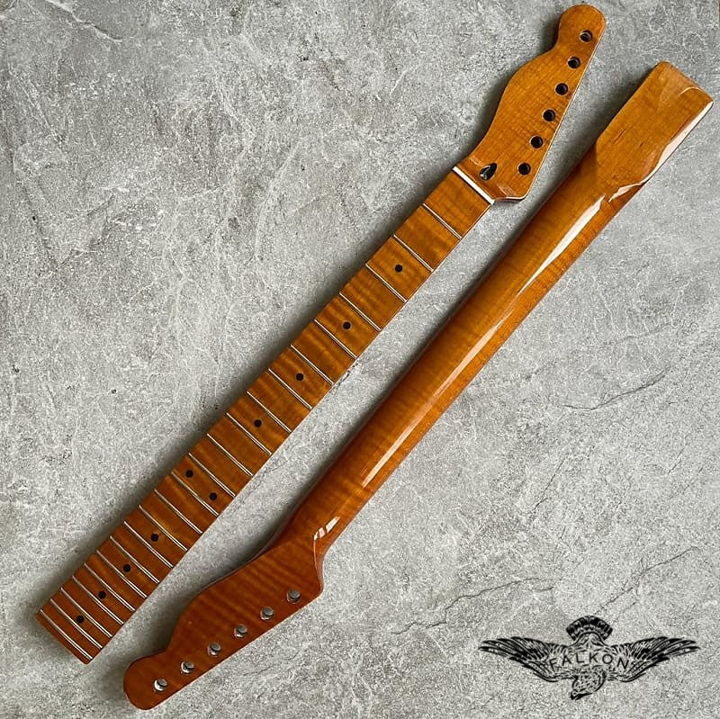 Tele Electric Guitar Neck Lion Flame Maple 22 Fretboard! Left Hand