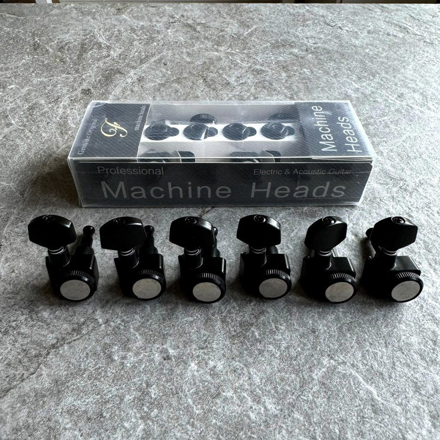 F Professional No-Screw Locking Guitar Machine Heads Tuners Set - black