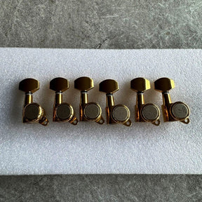 F Professional Strings Locking Guitar Machine Heads Tuners Set - (Gold)