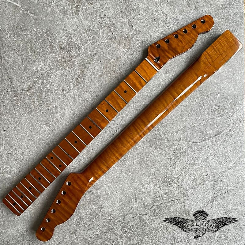 Tele Electric Guitar Neck Lion Flame Maple 22 Fretboard!