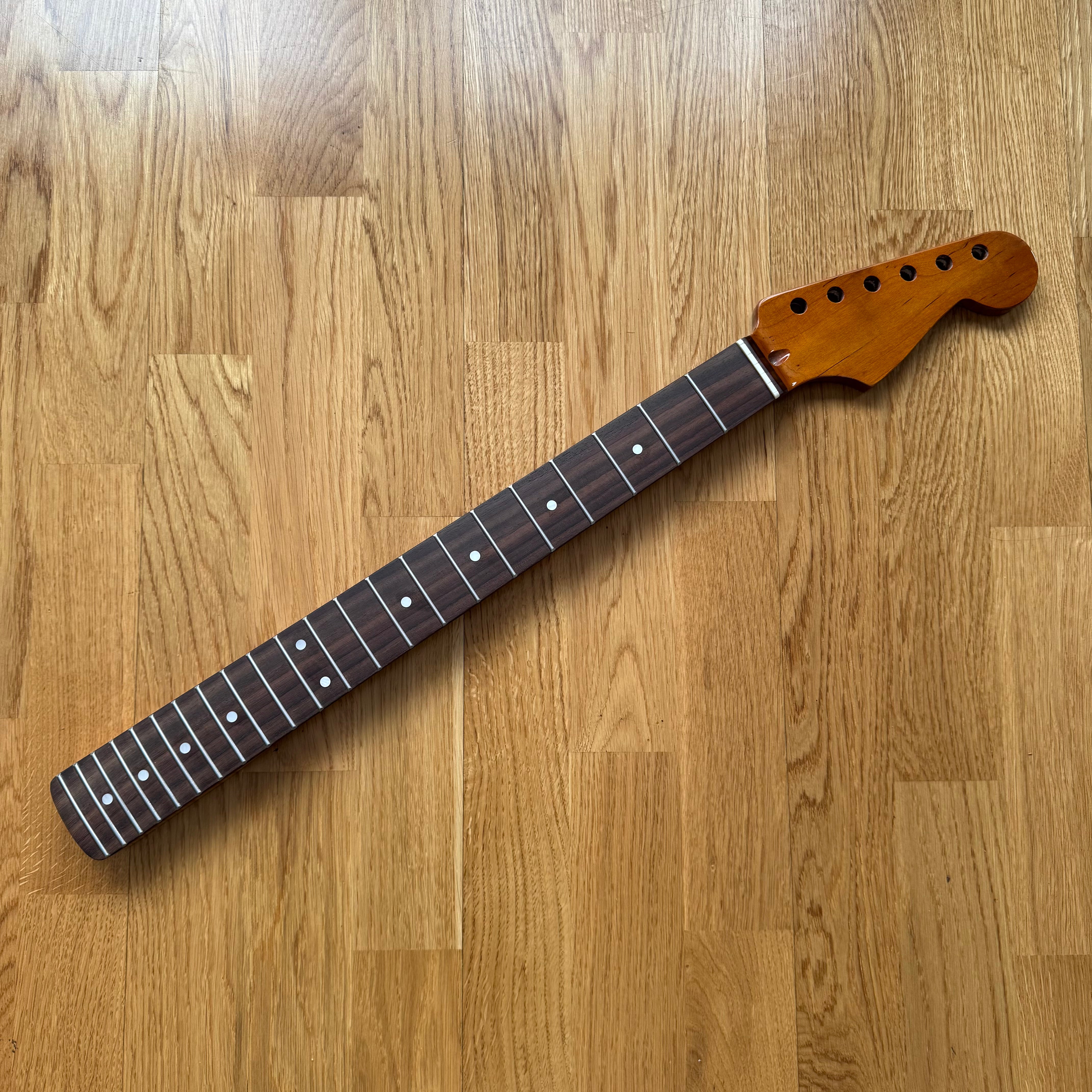 Unique Vintage '50s Strat Rosewood Guitar Neck – Quarter-Sawn Wild Pear Wood, Aged Gloss Finish