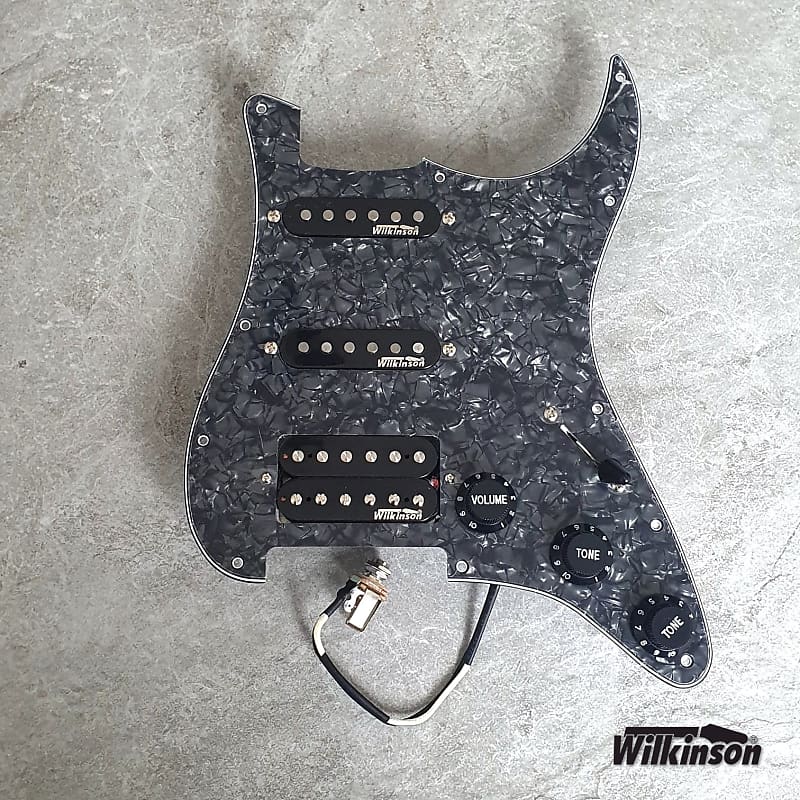 Wilkinson Prewired Stratocaster Loaded Pickguard SSH! Grå pärla