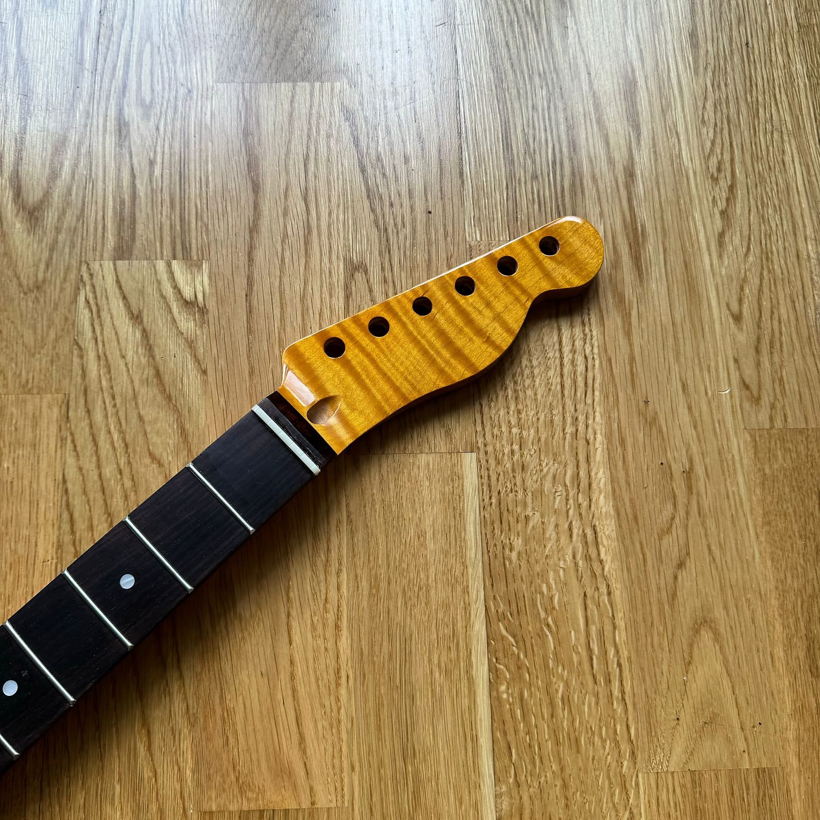 Limited Edition Right-Handed Tele Electric Guitar Neck - Yellow Flame Rosewood, 22-Fret! B-Stock