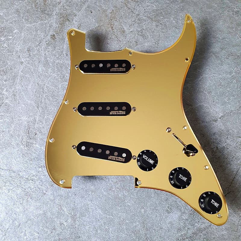 Wilkinson Prewired Strat Loaded Pickguard! Guldspegel Akryl