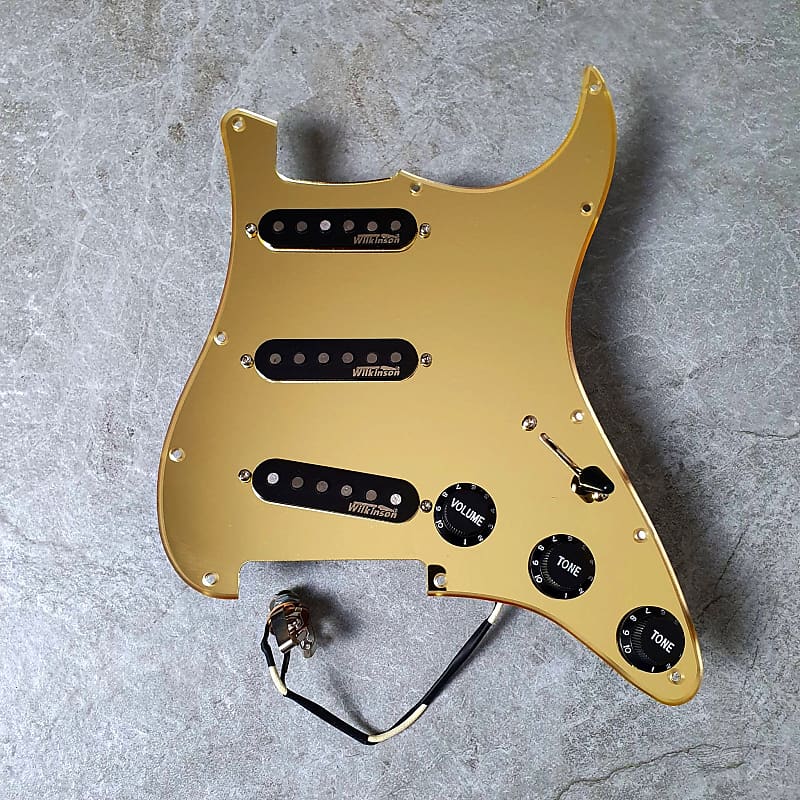 Wilkinson Prewired Strat Loaded Pickguard! Guldspegel Akryl