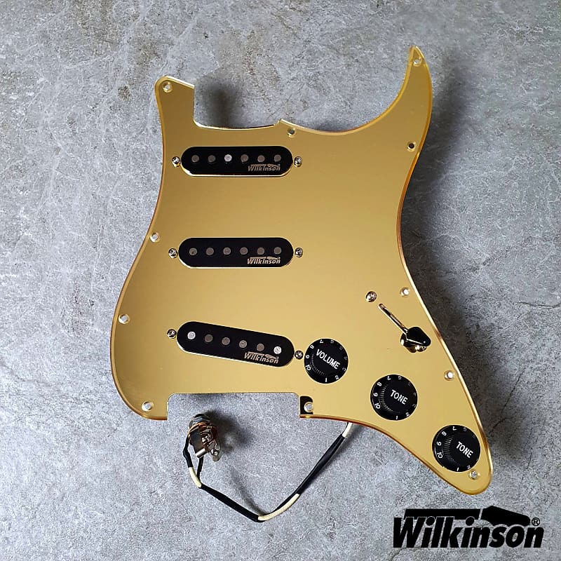 Wilkinson Prewired Strat Loaded Pickguard! Gold Mirror Acrylic