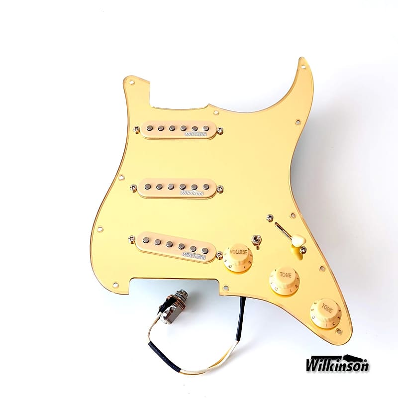 Wilkinson Prewired Pickgurad 7-Way Gilmour Style! Gold Mirror Acrylic