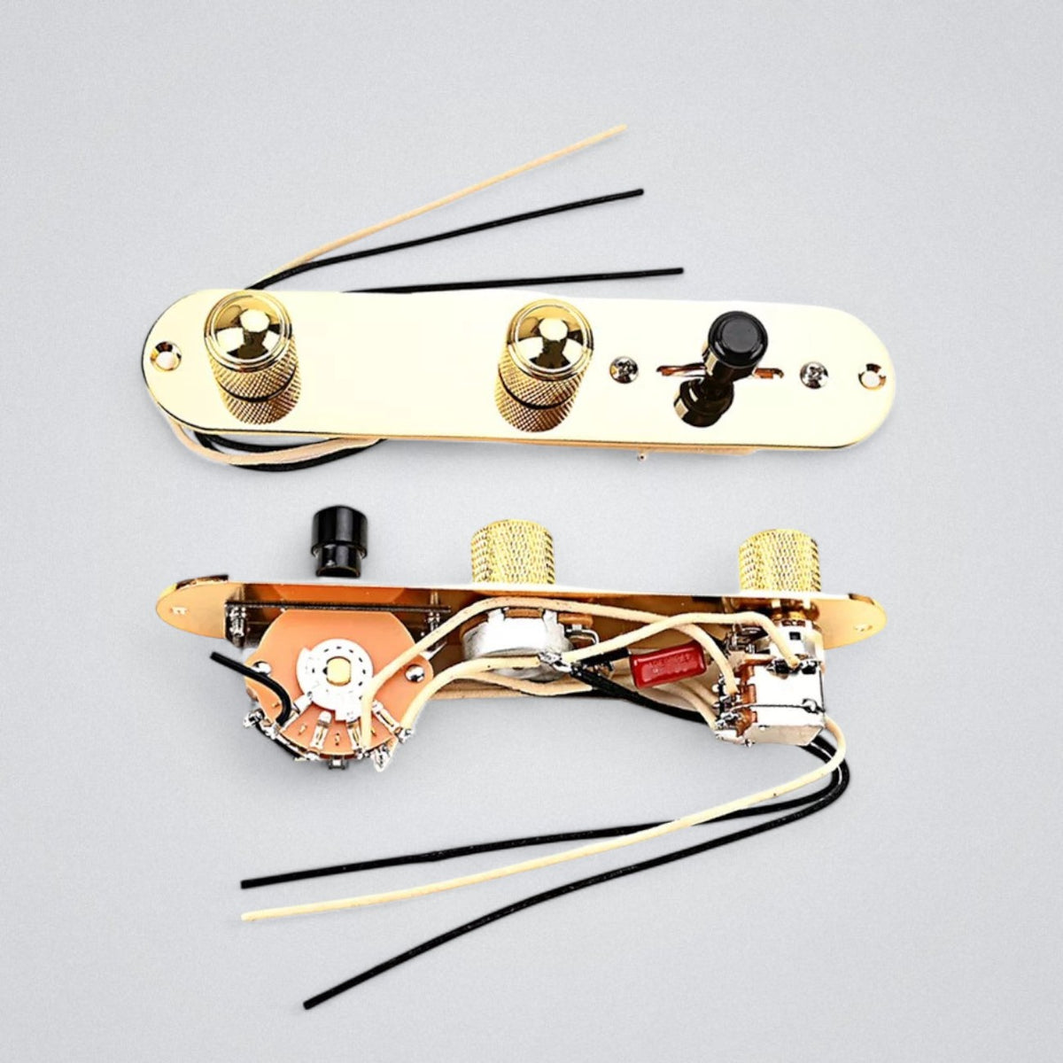 Telecaster Prewired Control Plate Assembly with CTS Pots &amp; Push-Pull - Gold