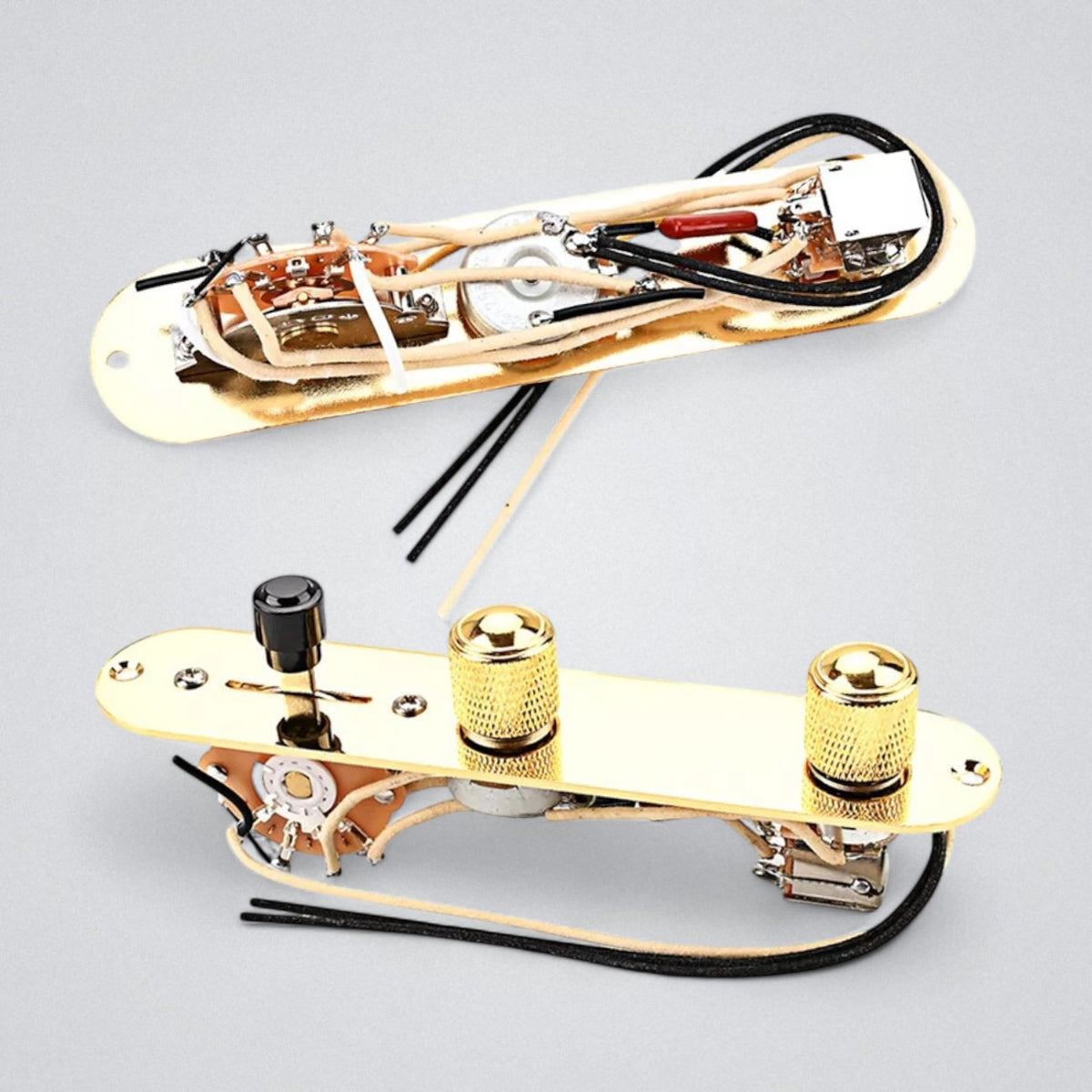 Telecaster Prewired Control Plate Assembly with CTS Pots &amp; Push-Pull - Gold